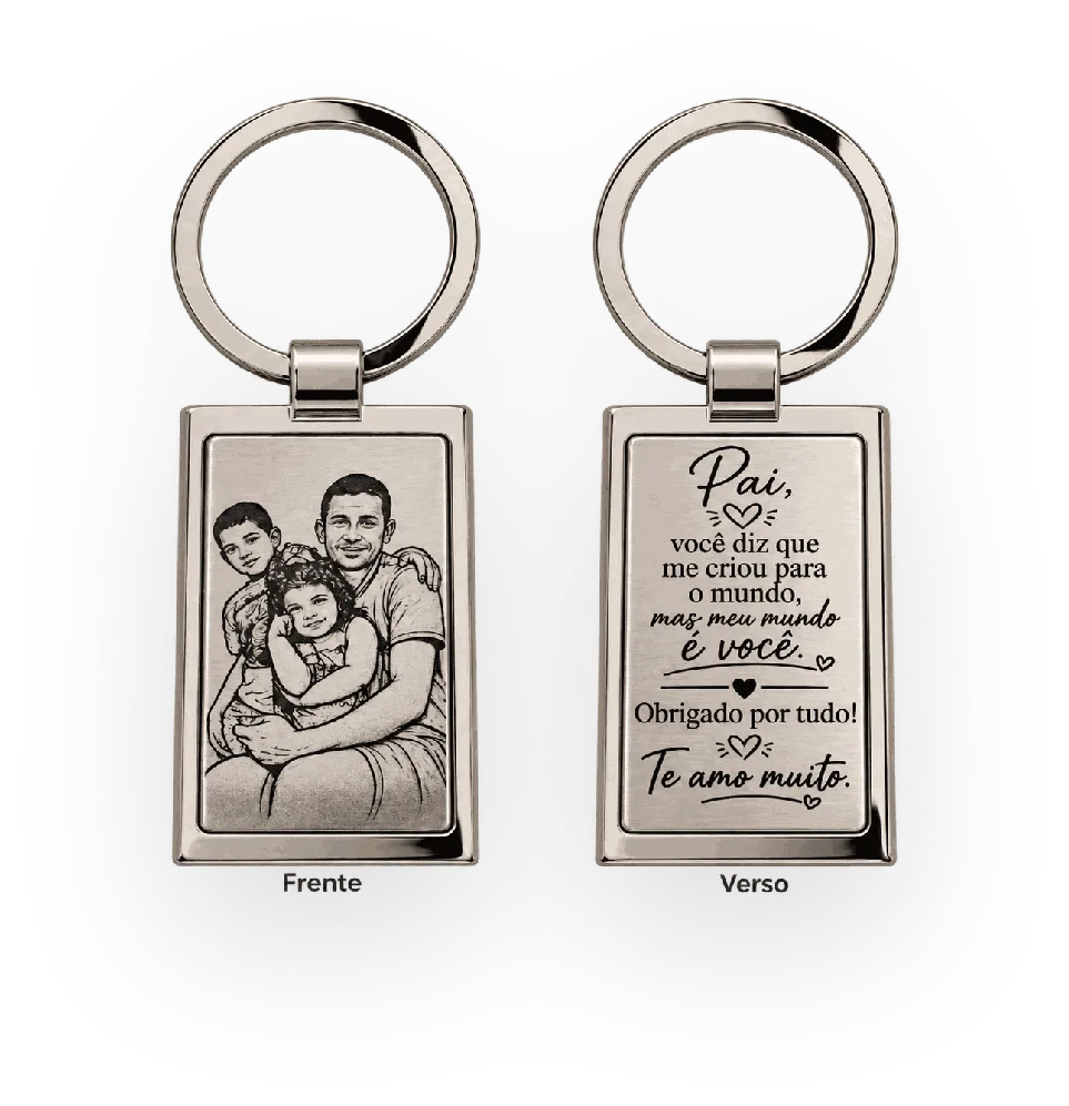 Chaveiro de inox personalizado com foto e mensagem