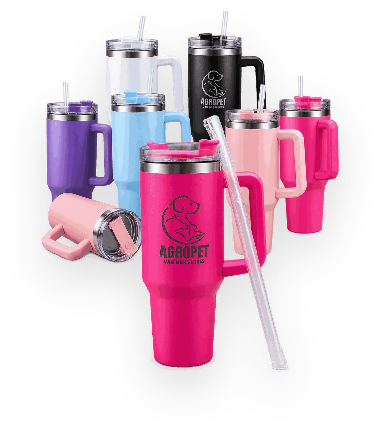 Copo térmico personalizado Mavy com canudo
